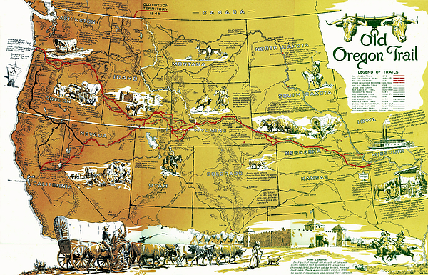 Old Oregon Trail And Other Trails West 1948 Yoga Mat for Sale by Daniel ...