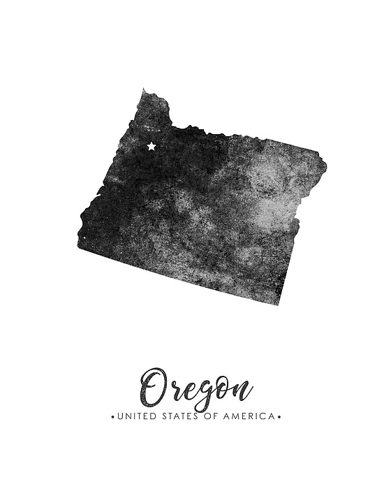 Oregon State Map Art - Grunge Silhouette Mixed Media