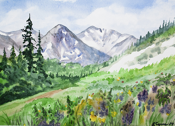 Cascade Colors - Original Watercolor - Colorado Mountains and Flowers