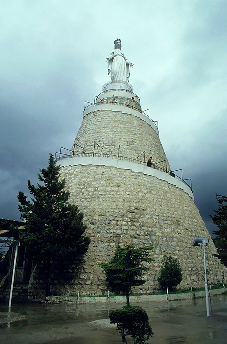 Our Lady of Lebanon statue in Harissa Greeting Card by Sami Sarkis
