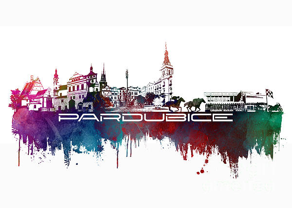Pardubice Skyline City Blue Digital Art