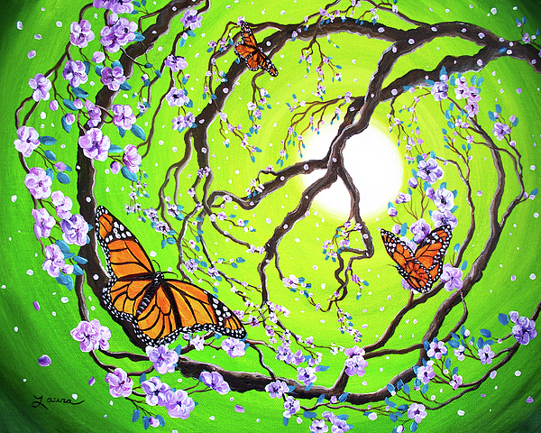 Peace Tree With Monarch Butterflies Painting