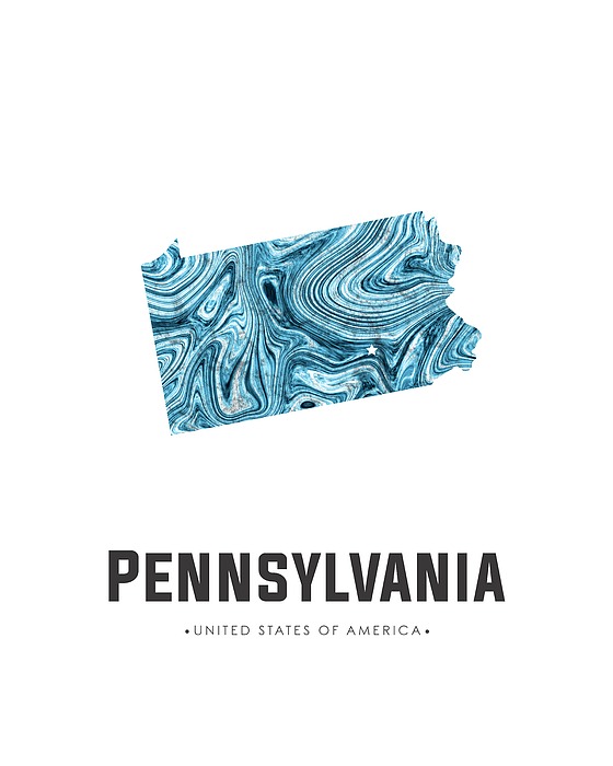 Pennsylvania Map Art Abstract In Blue Mixed Media