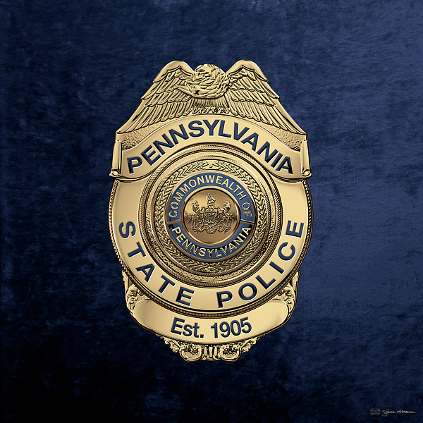 Pennsylvania State Police - P S P Badge Over Blue Velvet Round Beach ...