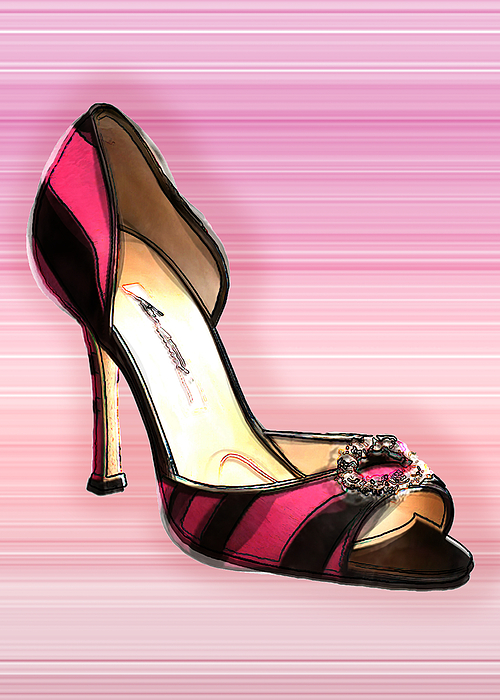 Pink and Black Stripe Shoe Greeting Card for Sale by Elaine Plesser