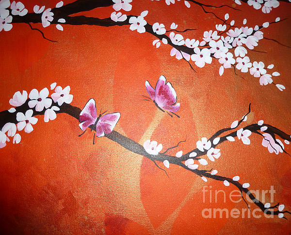 Julia Underwood - Pink Butterflies and Cherry Blossom