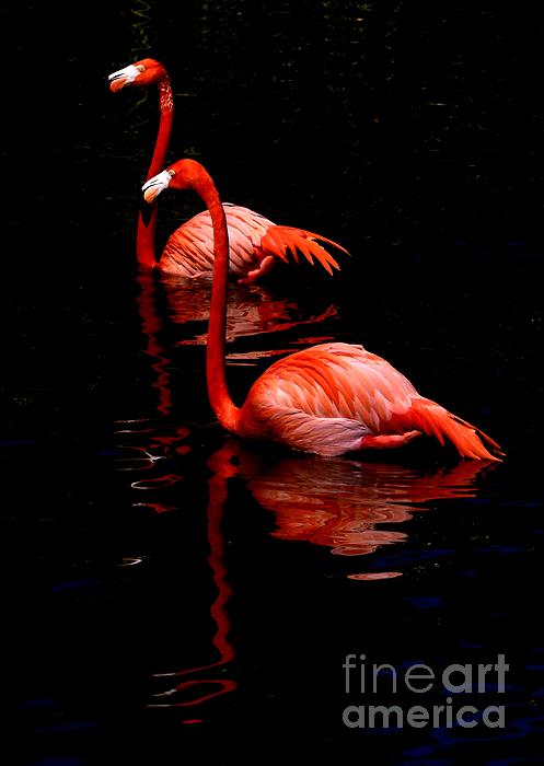 Pink Flamingo Pair 1 Beach Towel by Lisa Renee Ludlum - Fine Art