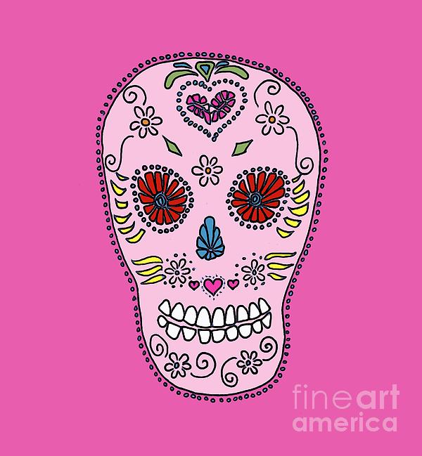 Pink Sugar Skull Digital Art