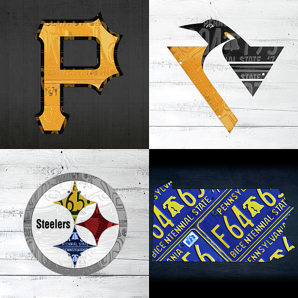 Pittsburgh Sports Team Logo Art Plus Pennsylvania Map Pirates Penguins  Steelers Shower Curtain