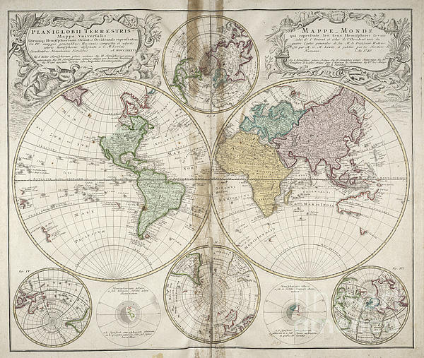 1000 piece puzzle-1746 Map World Planiglobii terrestris mappa universalis  utrumq hemisphærium orient. et occidentale r|V