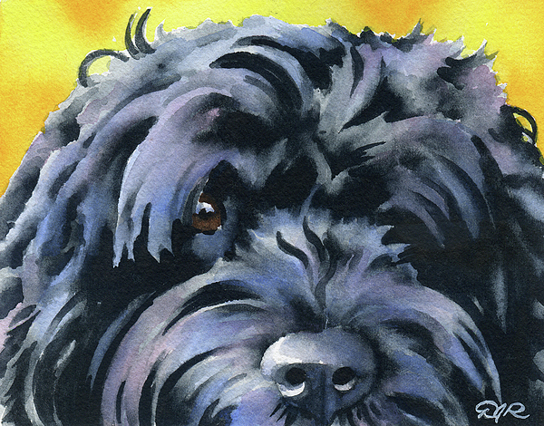 Old English Sheepdog Watercolor Art Print by Artist DJ Rogers