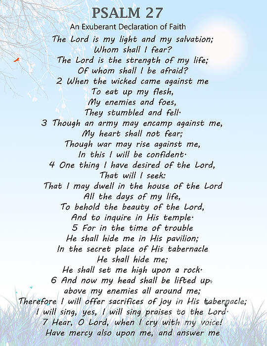 Psalm 27 pg 1 Greeting Card by Trilby Cole