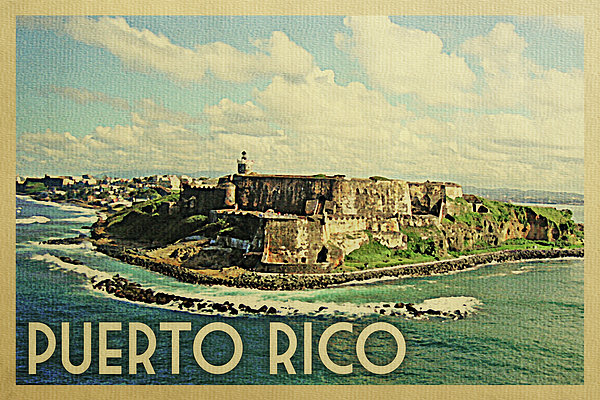 Puerto Rico Travel Poster - Vintage Travel by Flo Karp