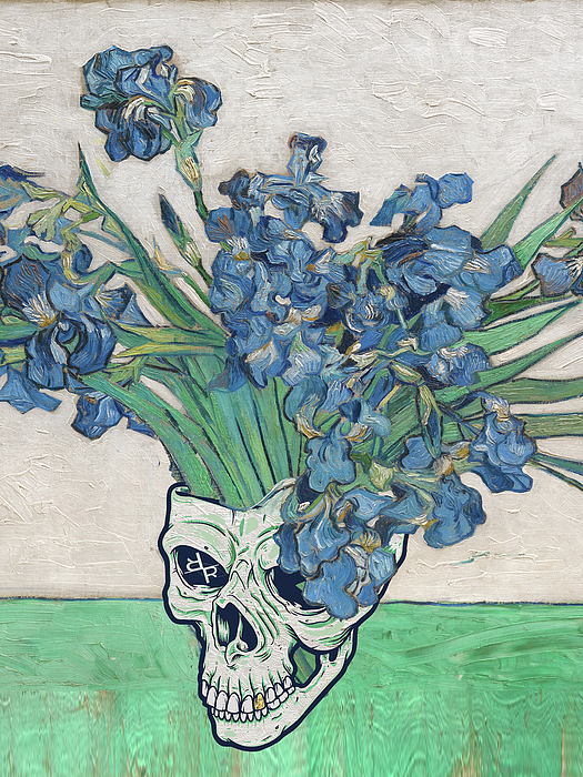 Punk van Gogh Irises Skull Jigsaw Puzzle by Tony Rubino - Fine Art