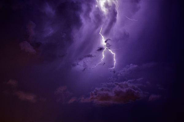 Purple Lightning Long Sleeve T-Shirt by Daniel Pollard - Pixels
