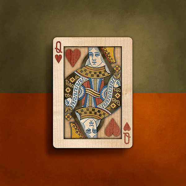 Queen Of Hearts In Wood Photograph