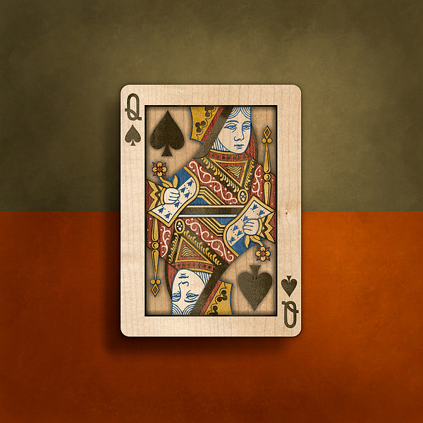 Queen Of Spades In Wood Photograph