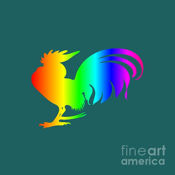Rainbow Rooster Digital Art