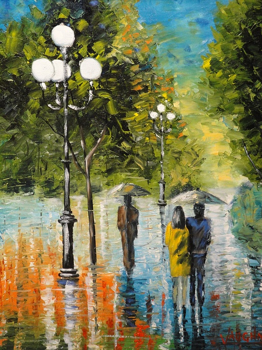 لوحات زيتية - صفحة 5 Rainy-day-in-the-park-charles-vaughn