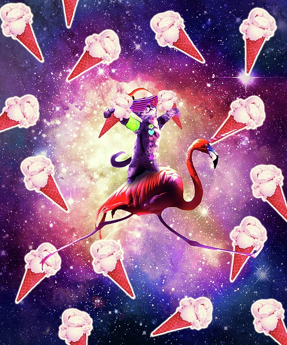 Rave Space Cat On Flamingo Unicorn - Ice Cream iPhone 15 Pro Max Case by  Random Galaxy - Pixels
