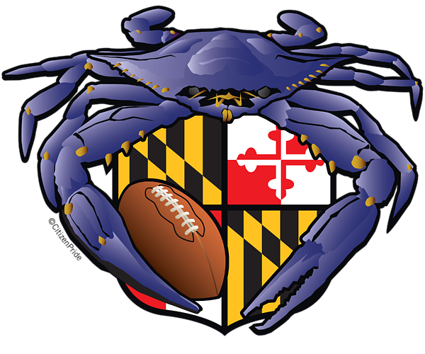 Raven Crab Football Maryland Crest Kids T-Shirt