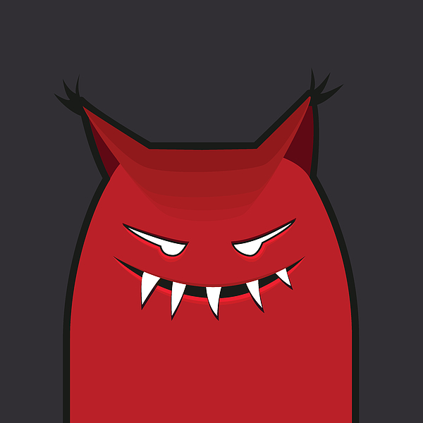 Red Evil Monster With Pointy Ears Digital Art