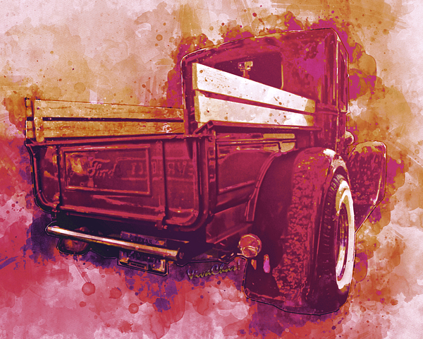Red Ford Pickup With A Hypothetical Destination Digital Art