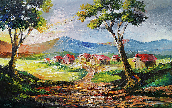 Red Roofs Painting