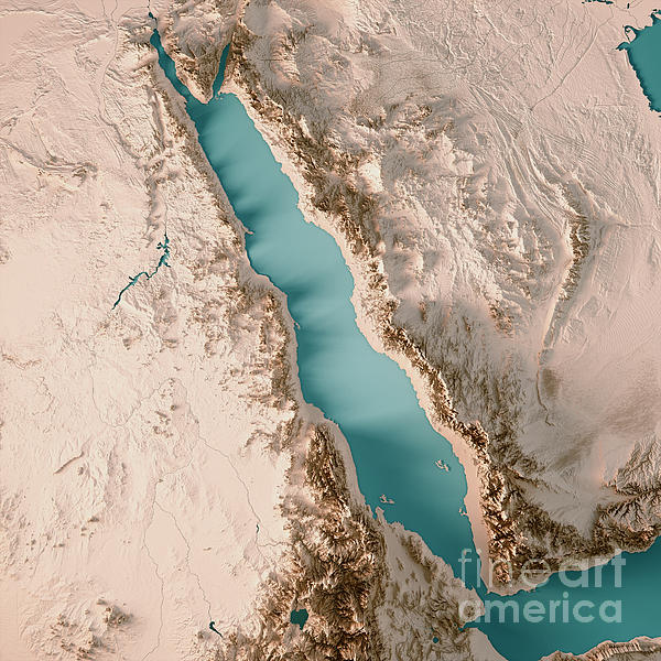 Red Sea 3d Render Topographic Map Neutral Beach Sheet By Frank Ramspott Pixels 7815