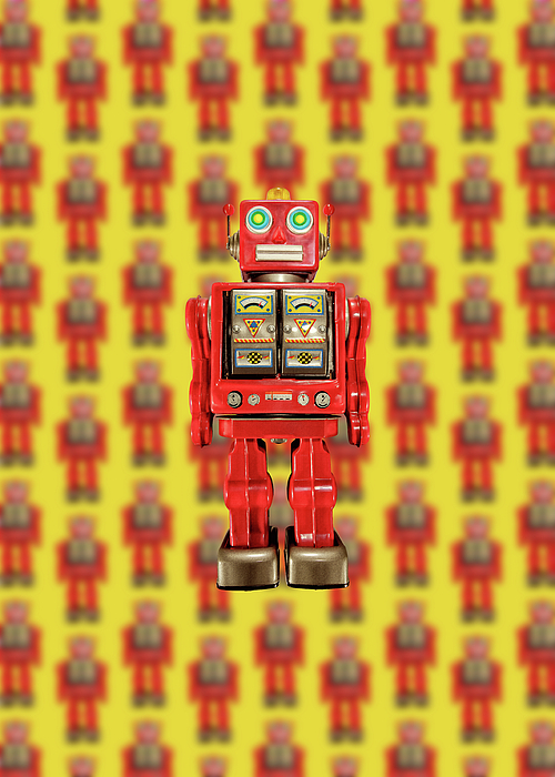 Red Tin Toy Robot Pattern Photograph