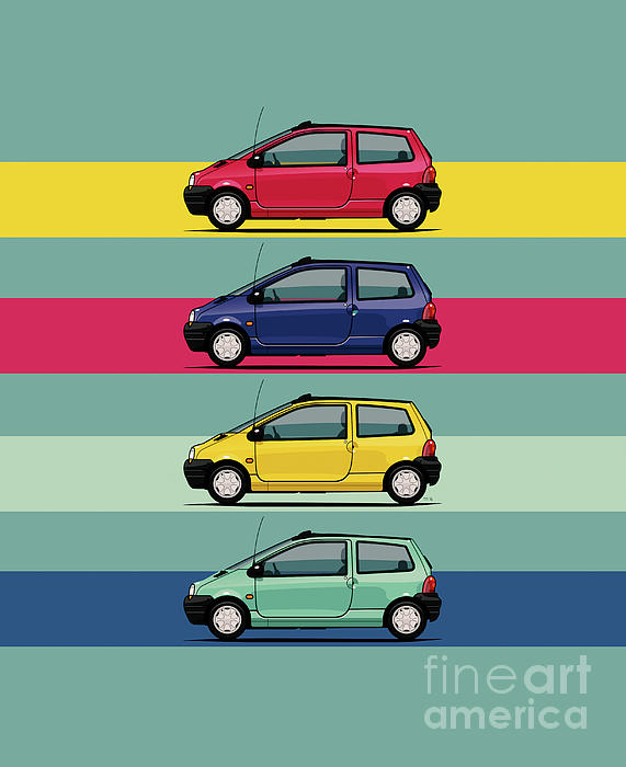Koolart Cartoon Car Twingo Front Strong Acrylic Fridge Magnet Choose a Colour