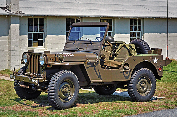 Restored Willys Army Jeep at Fort Miles Greeting Card by Bill Swartwout