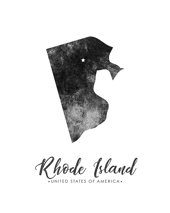 Rhode Island State Map Art - Grunge Silhouette Mixed Media