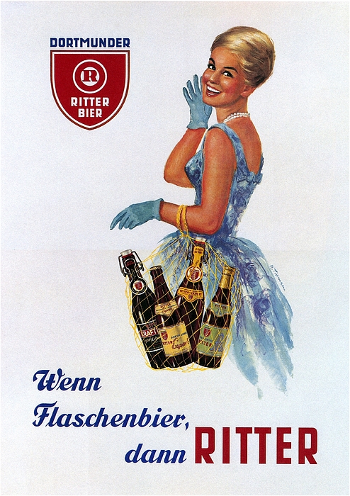 Ritter Bier, Dortmun - Vintage Alcohol Advertising Poster Greeting Card ...