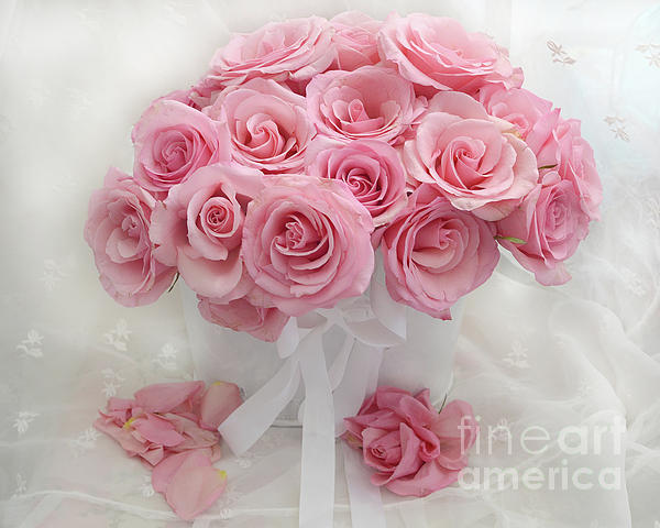 Happy birthday card with pink roses bouquet Stock Photo by
