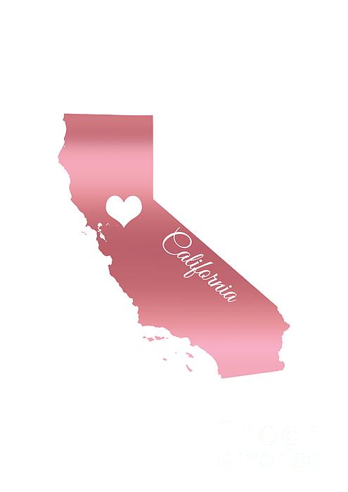 Rose Gold California Heart Digital Art