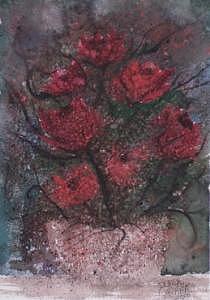Roses At Night Gothic Surreal Modern Painting Poster Print Painting