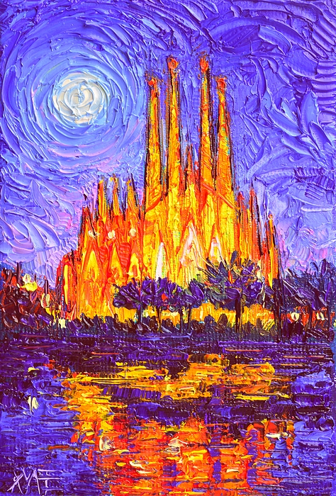 Sagrada Familia In Moon Light Modern Impressionism Impasto Knife Oil ...