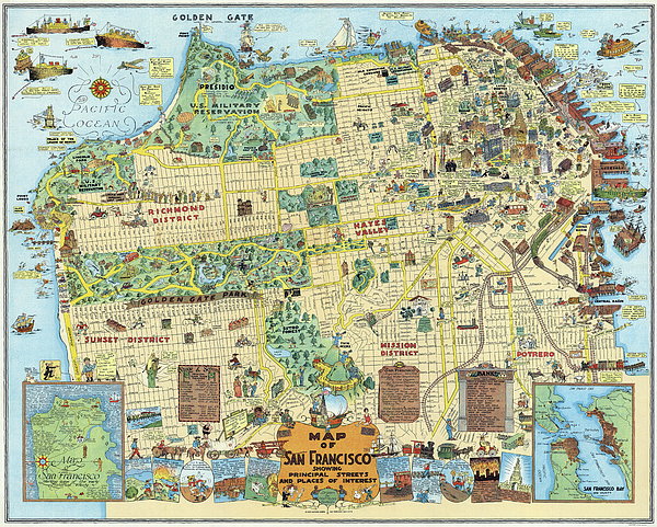 San Francisco Cartoon Map 1927 Tote Bag for Sale by Daniel Hagerman