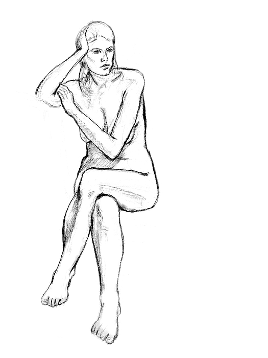 Seated Nude Woman Drawing