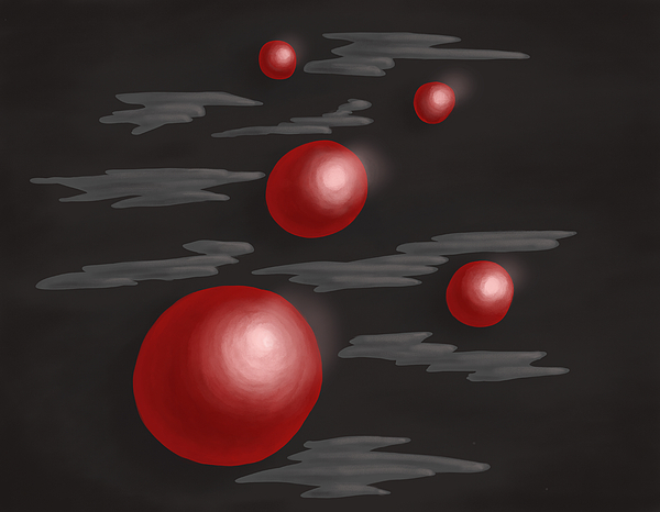 Shiny Red Planets Digital Art