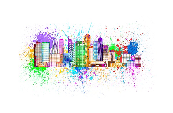Singapore Skyline Paint Splatter Illustration Photograph