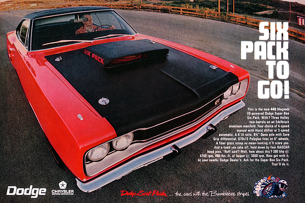 Six Pack To Go - 1969 Dodge Coronet Super Bee Tote Bag by Digital 