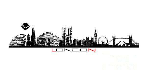 skyline city London black Digital Art