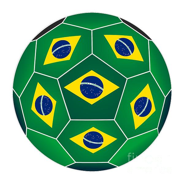 Soccer Ball With Brazilian Flag Digital Art