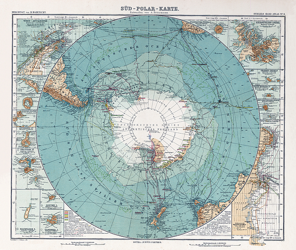 South Pole Map Throw Pillow for Sale by Carambas Vintage