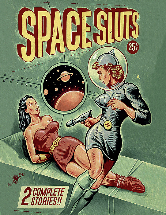 Long Shot - Space Sluts, vintage sci-fi comic book cover