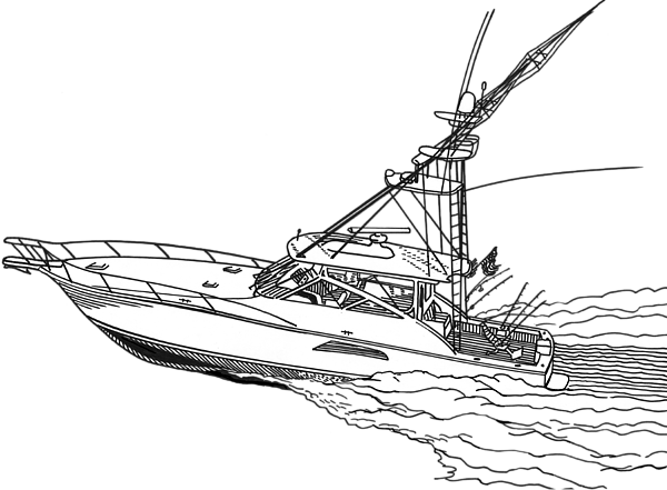 Sport Fishing Yacht Drawing by Jack Pumphrey - Fine Art America