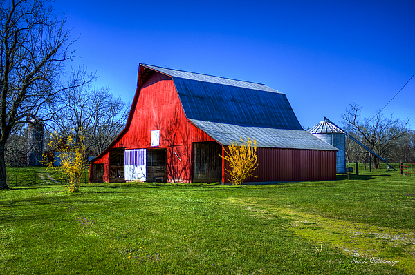 Spring Has Sprung Red Barn Tennessee Farm Scene Art Yoga Mat For