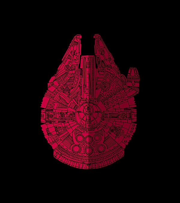 Star Wars Art - Millennium Falcon - Red, Black Mixed Media